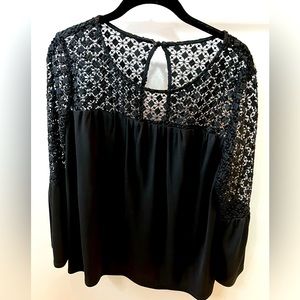White House Black Market Dressy Blouse.  Black, Size L